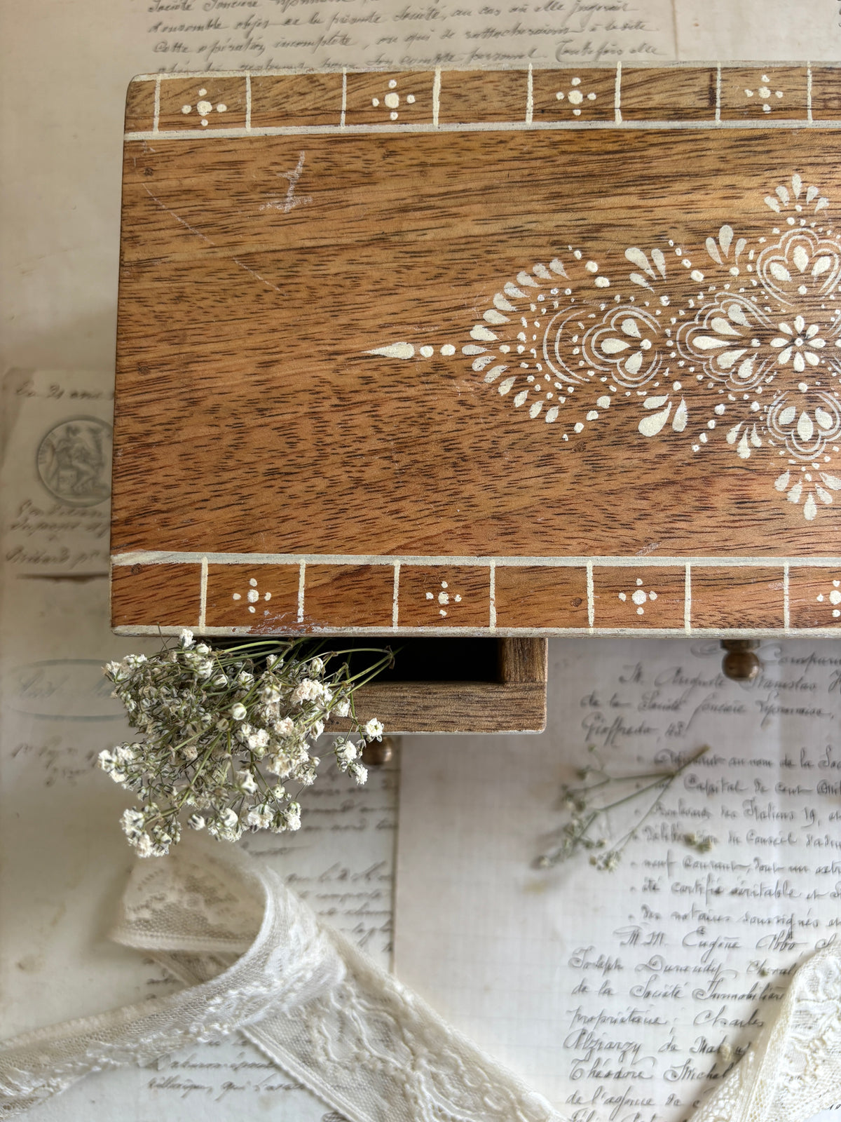 Vintage Style 3 Drawer Wooden Organiser