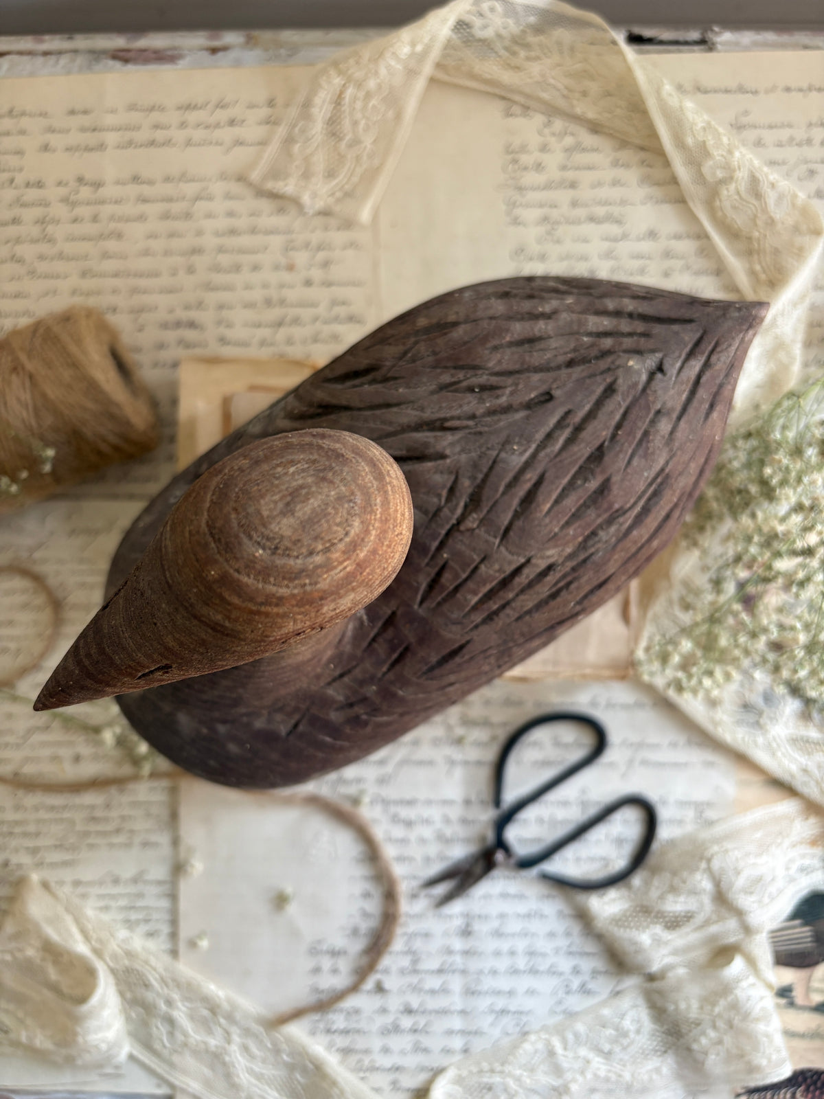 Rustic Hand Carved Wooden Duck Decoy