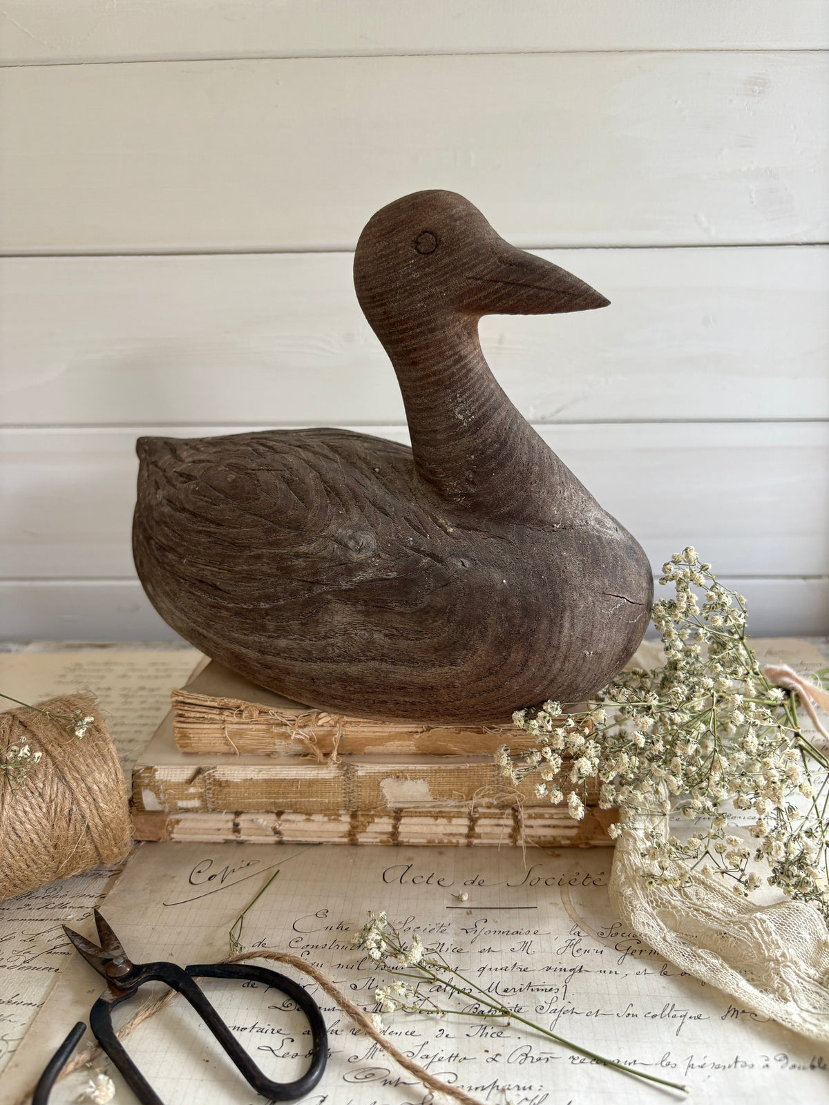 Rustic Hand Carved Wooden Duck Decoy