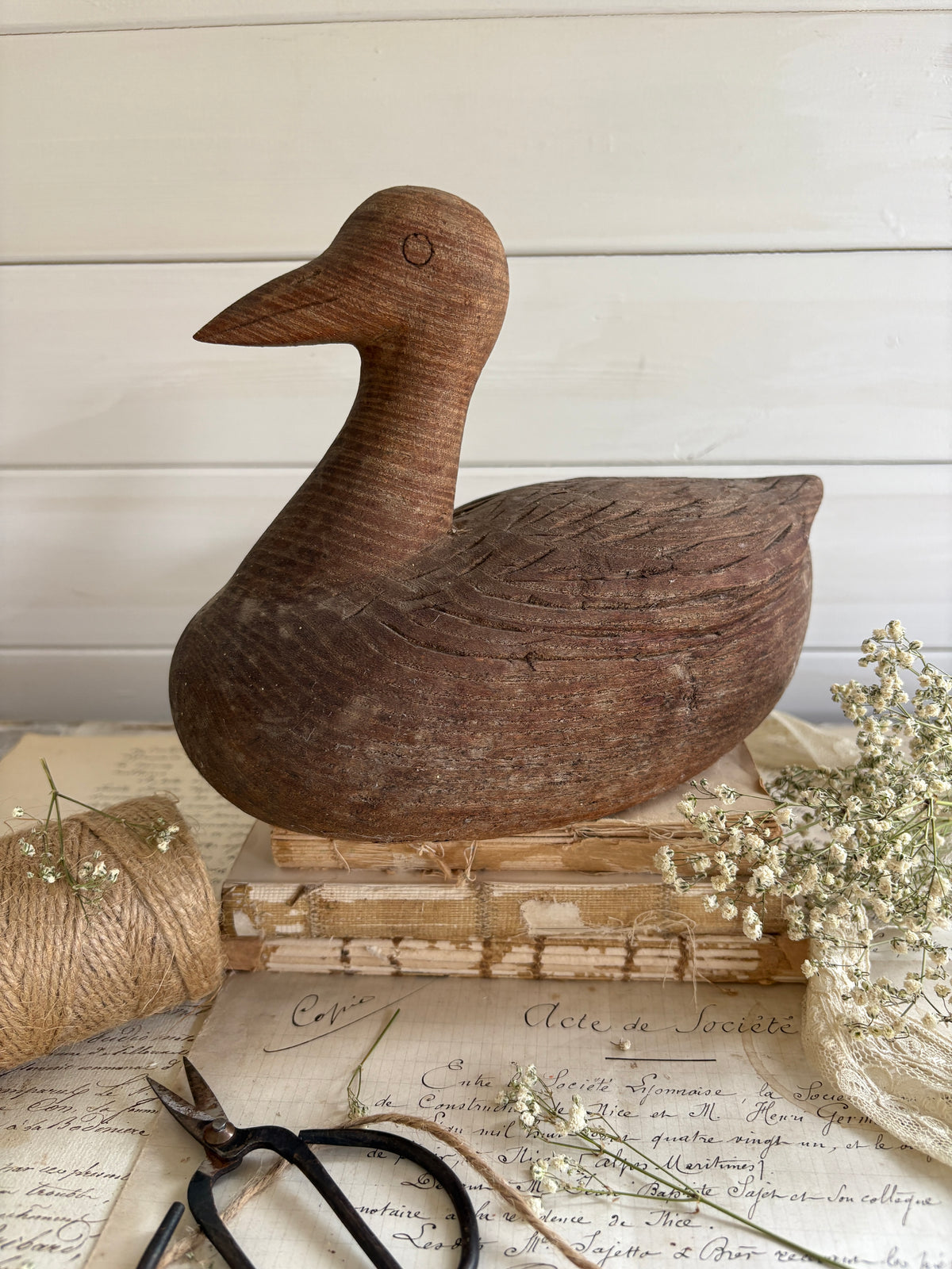 Rustic Hand Carved Wooden Duck Decoy