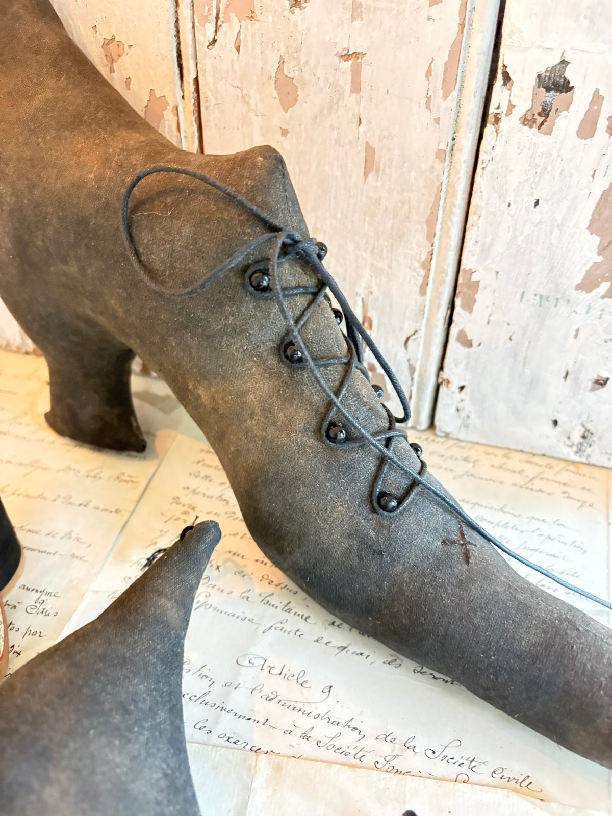 Handmade Black Halloween Decorative Shoes