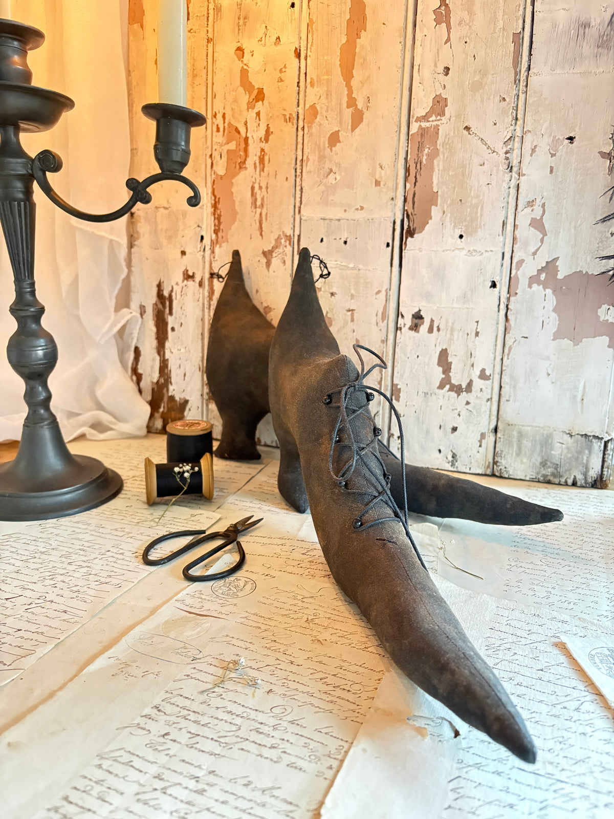 Handmade Black Halloween Decorative Shoes