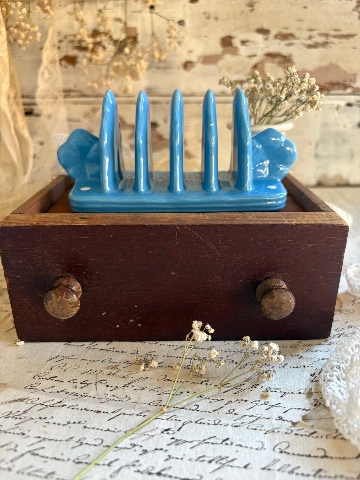 Vintage 1930s T.G. Green 'Blue Domino' Ceramic Toast Rack