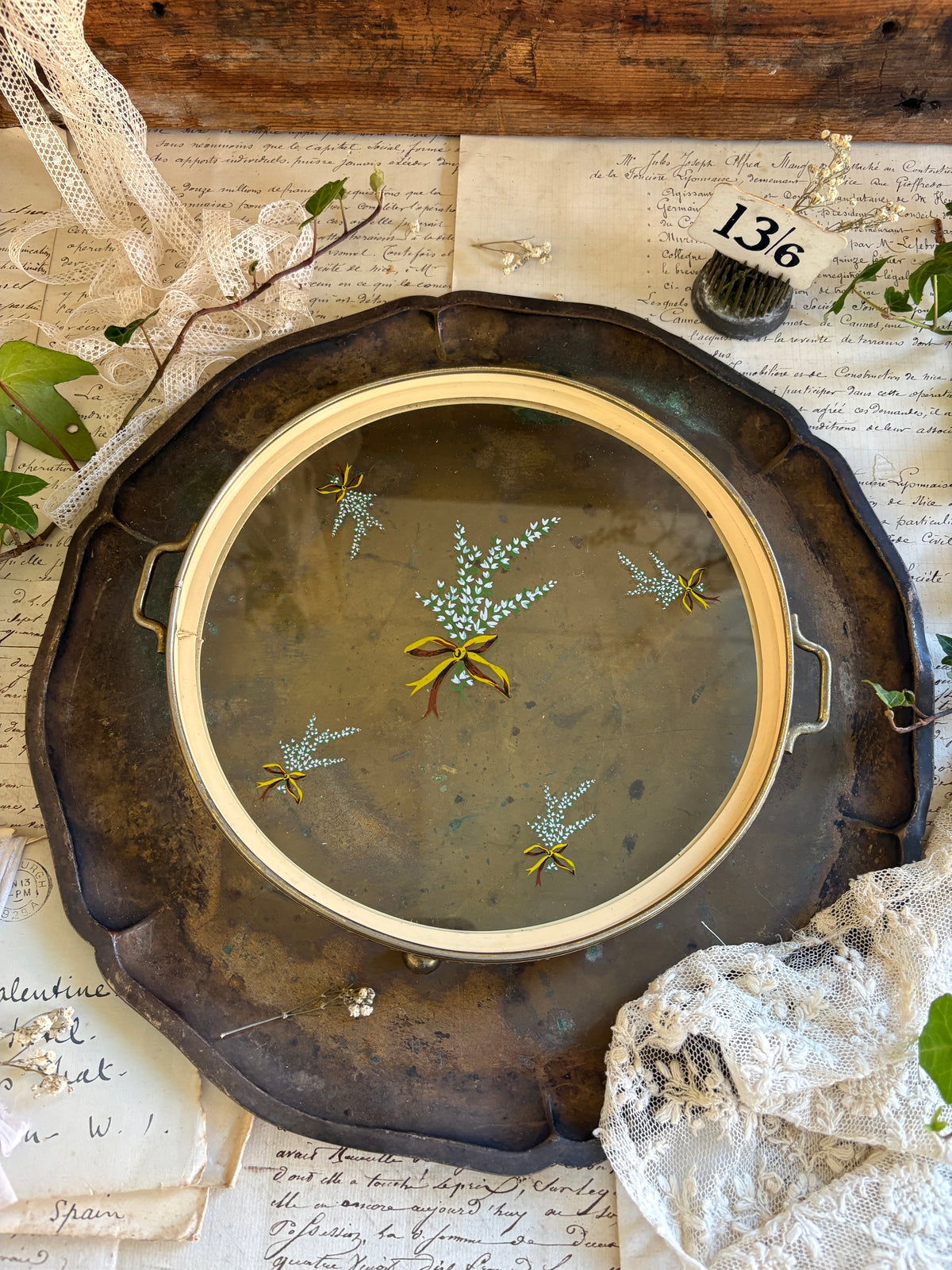 Vintage Floral Glass Tray