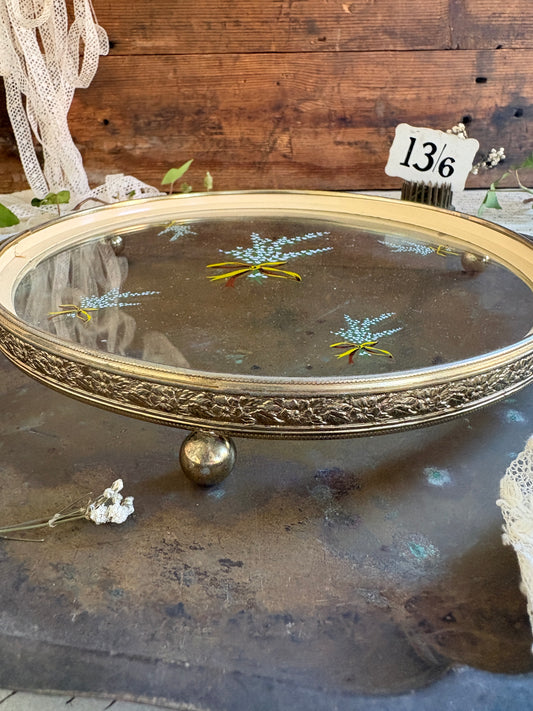 Vintage Floral Glass Tray