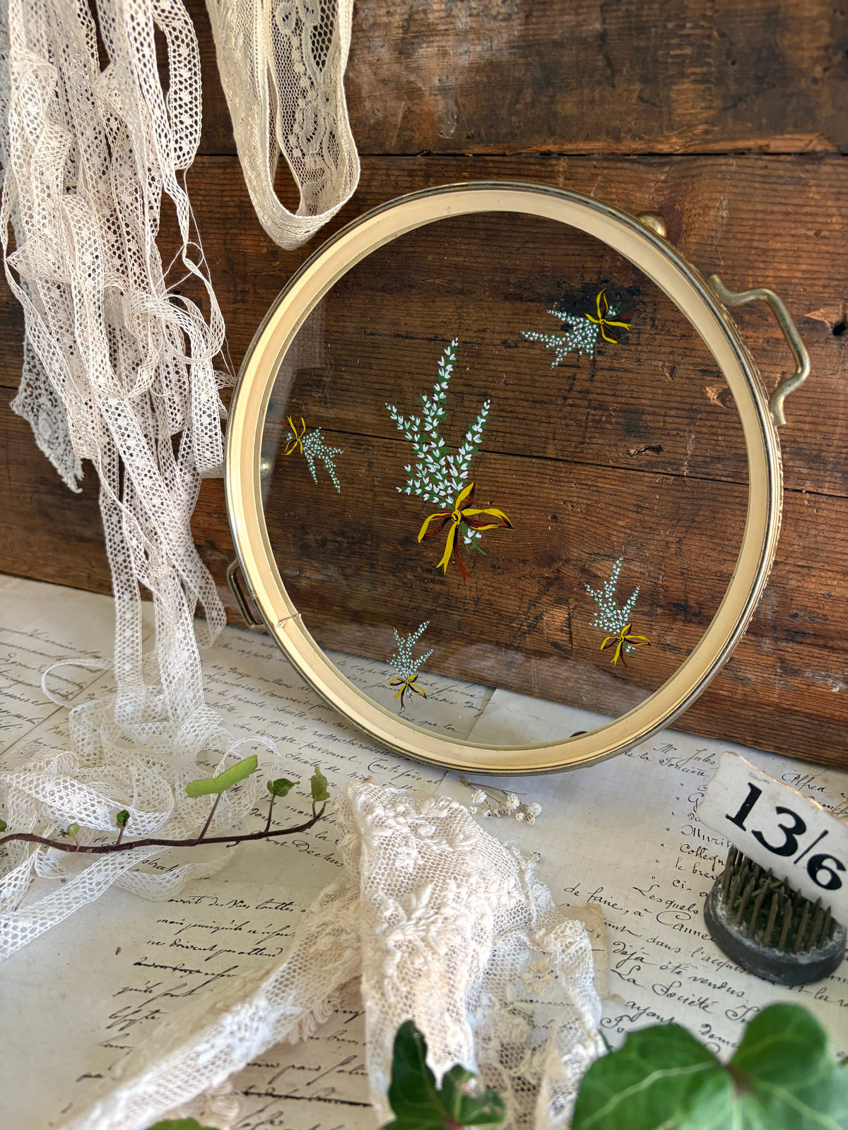 Vintage Floral Glass Tray