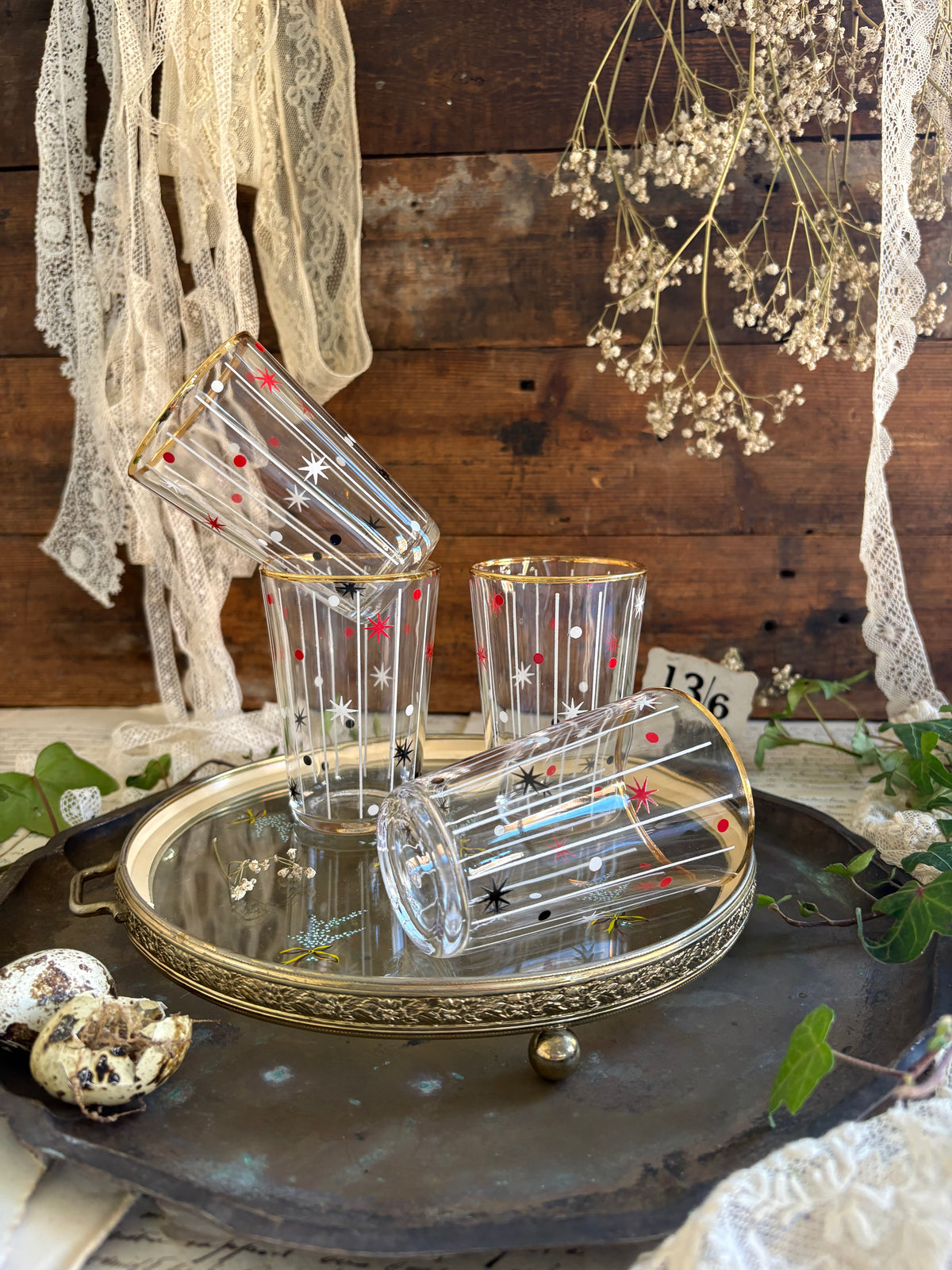 Vintage Floral Glass Tray
