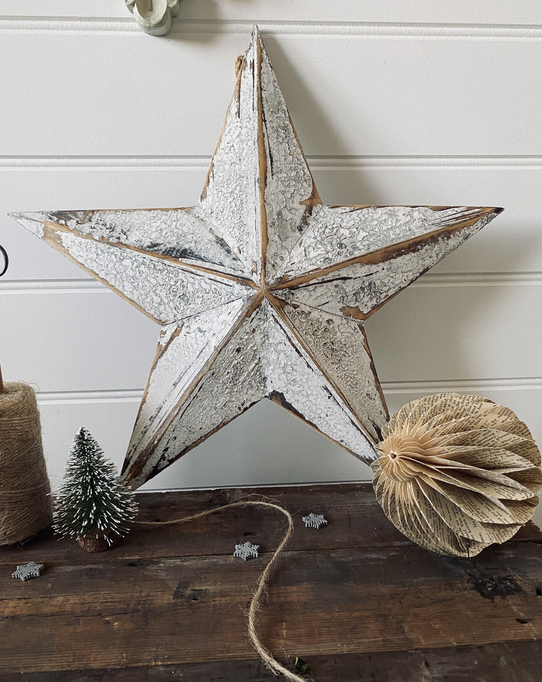 Rustic White Washed Wooden Star