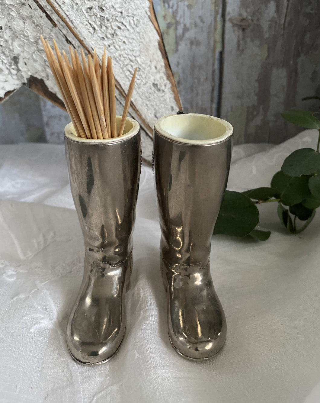 Vintage Silverplated Shot Boots