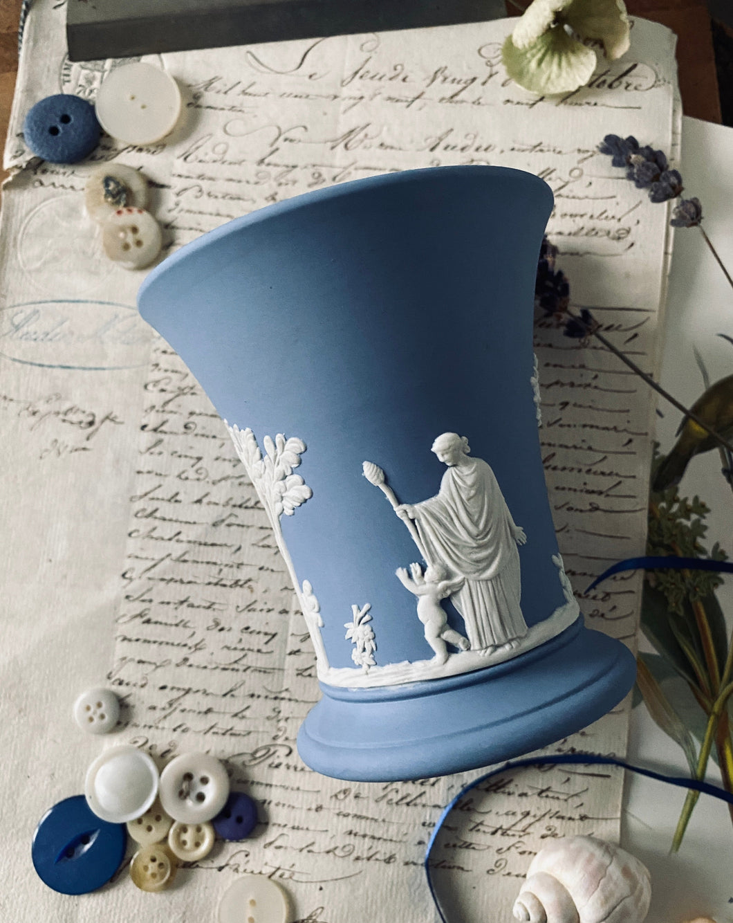 Wedgewood Sacrifice Blue Jasperware Vase