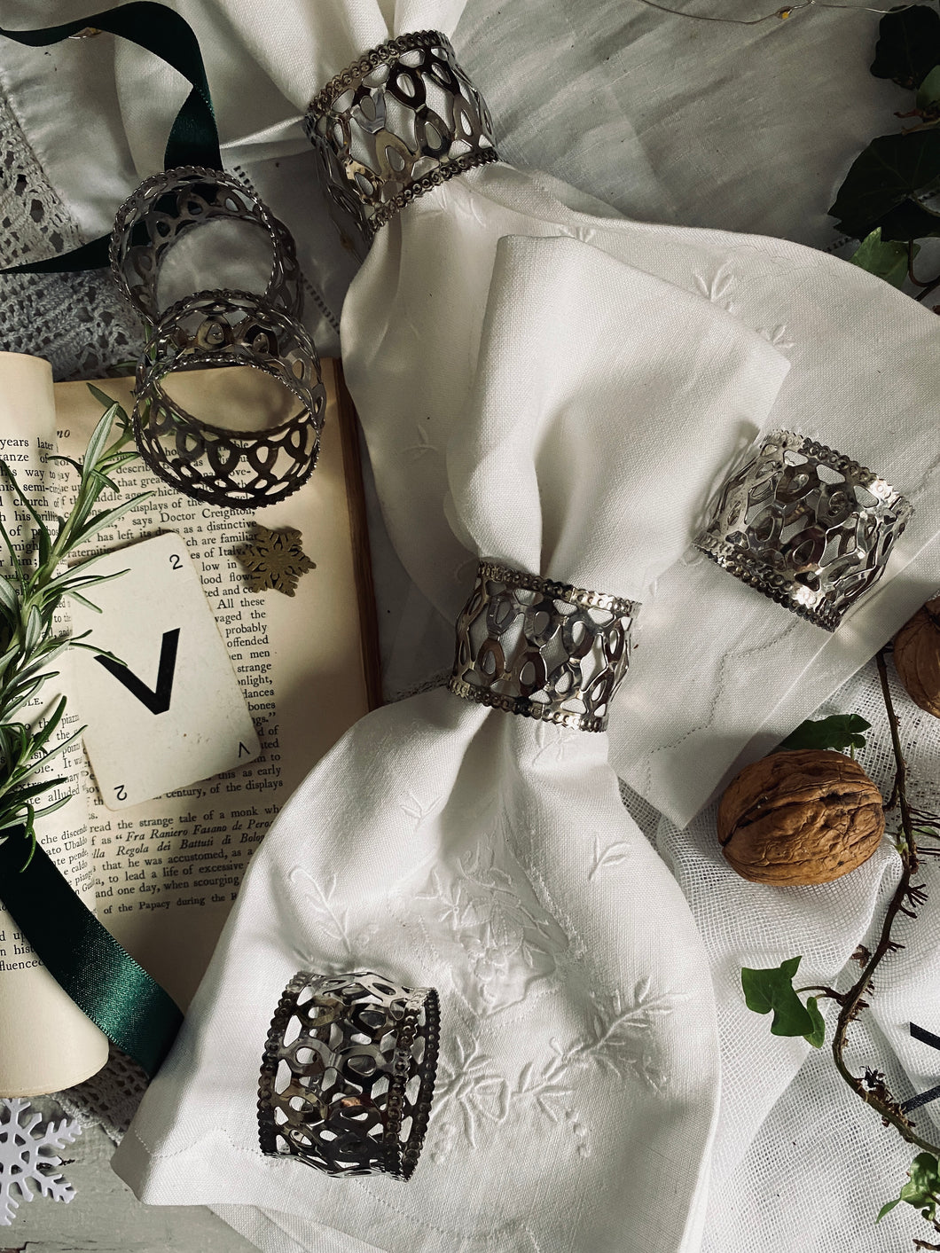 Six Silver Plated Napkin Rings