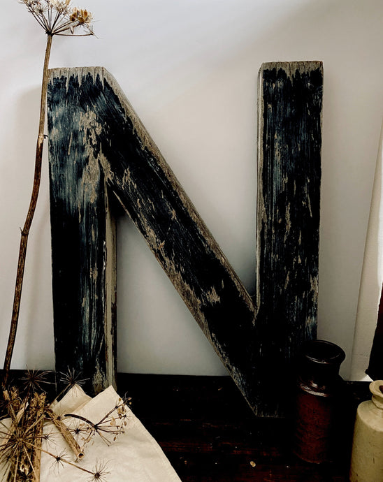 Antique Wooden Letter 'N'